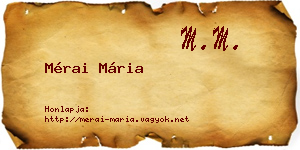 Mérai Mária névjegykártya